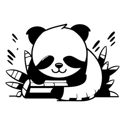 Premium Vector | Cute red panda sleeping on bamboo leaves Vector ...