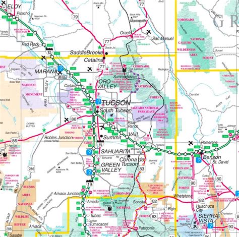 Saguaro National Park area road map - Ontheworldmap.com