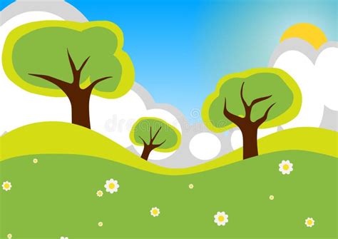 Countryside Cartoon stock illustration. Illustration of cloudy - 29258803