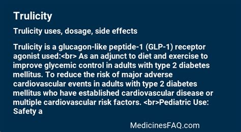 Trulicity : Uses, Dosage, Side Effects, FAQ - MedicinesFAQ