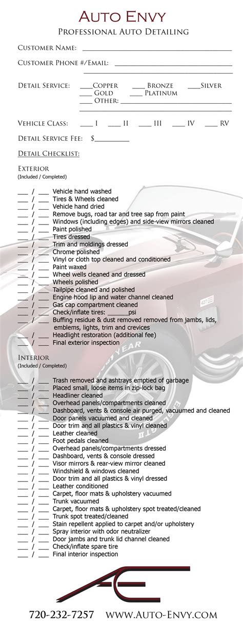 Diy Car Detailing Checklist / Image result for Car Detail Checklist #homemaintenance ...