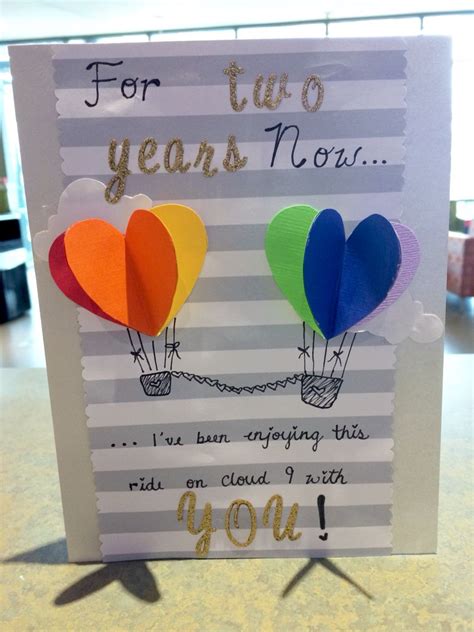 Two Year anniversary "Heart Air Balloon" card • | Anniversary scrapbook, Dating anniversary ...