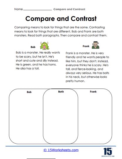 Compare and Contrast Worksheets | edHelper - Worksheets Library