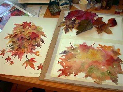 Ann's Watercolour Studio: Autumn leaves and negative painting.