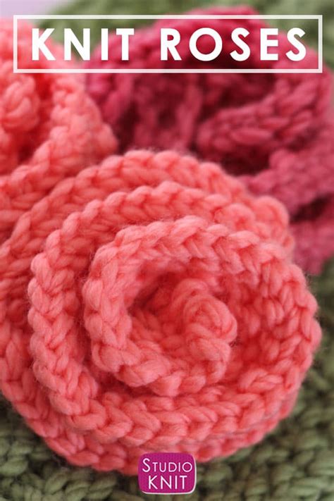 Knitting Rose Flower Pattern - Studio Knit