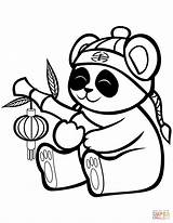 Cute Panda With A Bamboo Lantern coloring Page  Free Printable sketch template