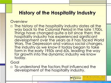 History of the hospitality industry