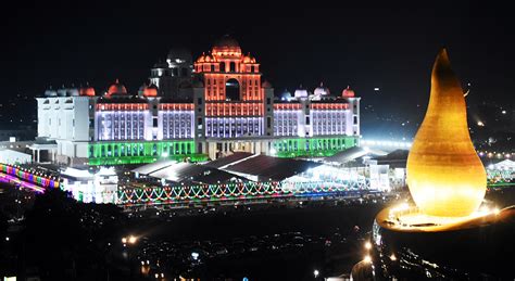 A view of illuminated Secretariat building on Telangana Formation Day in Hyderabad ...