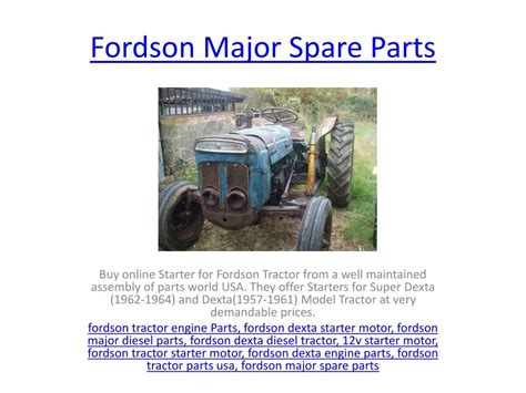 PPT - Fordson Tractor Engine Parts PowerPoint Presentation, free ...