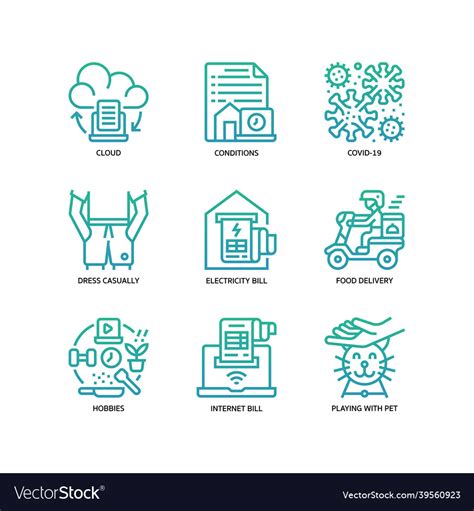 Work from home icons set Royalty Free Vector Image