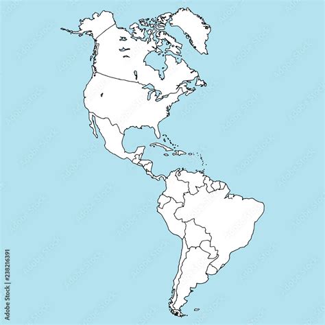 Map of North and South America. Vector illustration outline map of ...