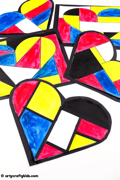 Mondrian Heart Art for Kids - Arty Crafty Kids