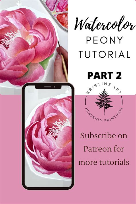 Large Peony painting tutorial (Part 2) 1:01:58 | Kristine Rapohina Art on Patreon in 2022 ...