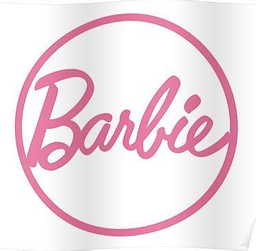 the word barbie written in pink on a white background with a circle ...