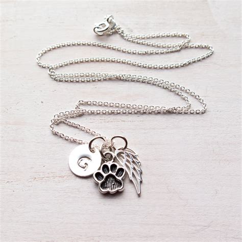 Sterling Silver Pet Memorial Necklace Personalized with Initial