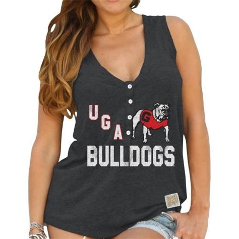 Georgia Bulldogs Original Retro Brand Women's Relaxed Henley V-Neck Tri ...