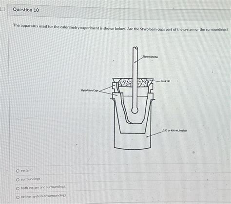 Solved Question 10The apparatus used for the calorimetry | Chegg.com