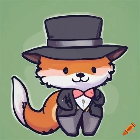 Sanrio fox wearing a tuxedo and hat illustration