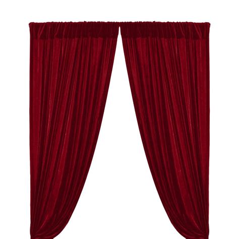 Dark Red Micro Velvet Fabric Curtains with Pockets for Pipe Drape