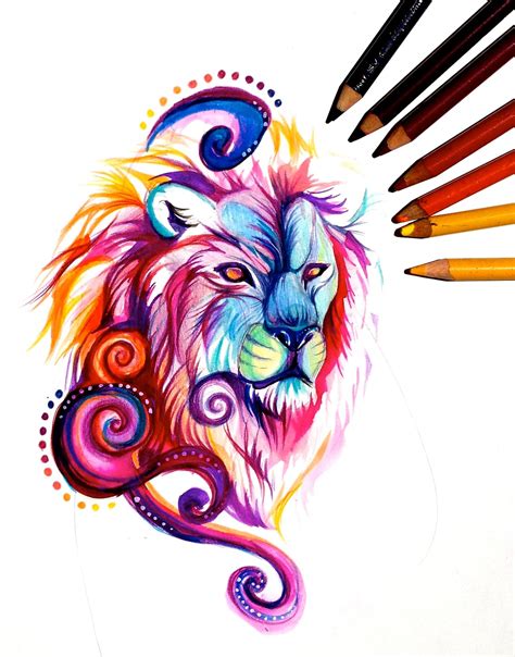 Colorful Lion Drawing