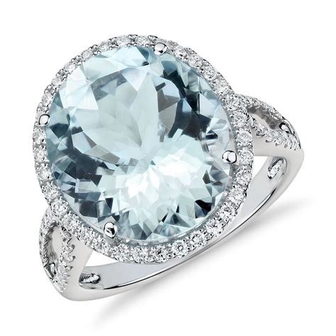 Aquamarine And Diamond Ring - Engagement Rings