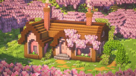 Minecraft | How to build a Cherry Blossom Cottage #minecraft # ...