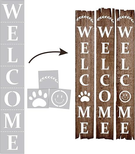 Amazon.com : Welcome Stencil, Stencils for Painting on Wood Reusable ...