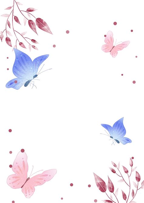 Butterfly With Pink And Blue Coloring Page Border Background Word ...