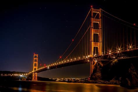 Free Stock Photo of Golden Gate Bridge with night lights | Download ...