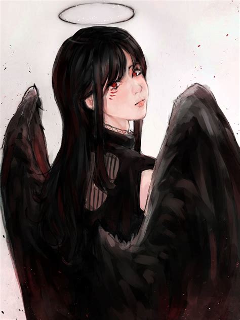 Anime Angel With Black Wings