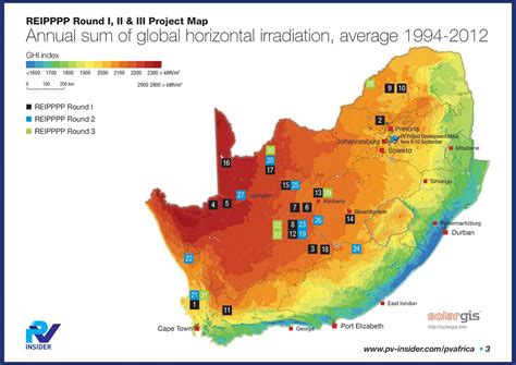 Solar Energy: Map Of Distribution Of Solar Energy In South Africa