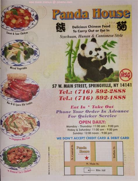 Online Menu of Panda House Restaurant, Springville, New York, 14141 - Zmenu