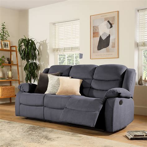 Sorrento Slate Grey Plush Fabric 3 Seater Recliner Sofa | Furniture Choice