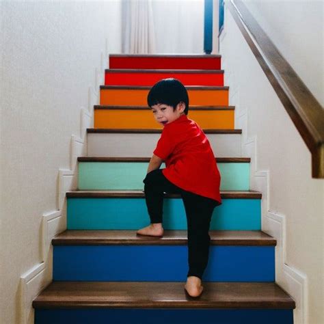 Gradient Color Self-adhesive Stairs Risers Stickers Peel and Stick Art ...