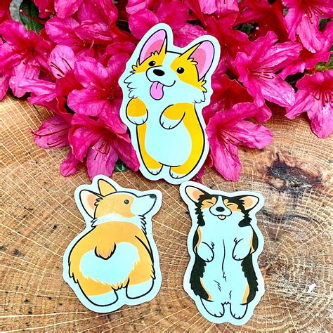 Get these adorable corgi stickers at my #etsy shop: Corgi Vinyl Sticker ...