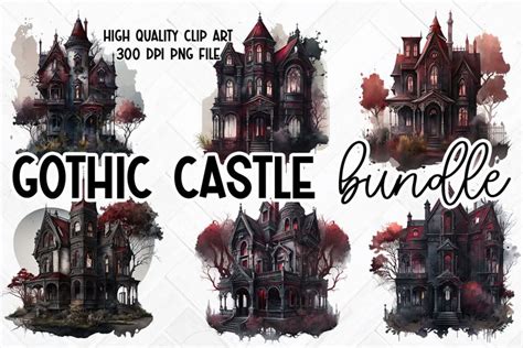 Dark Gothic Fantasy Castle Clipart Bundle (2478003)