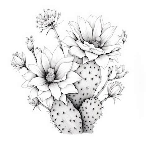 Premium Photo | Minimalistic Cactus Flower Tattoo On White Background