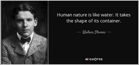 Wallace Stevens quote: Human nature is like water. It takes the shape of...