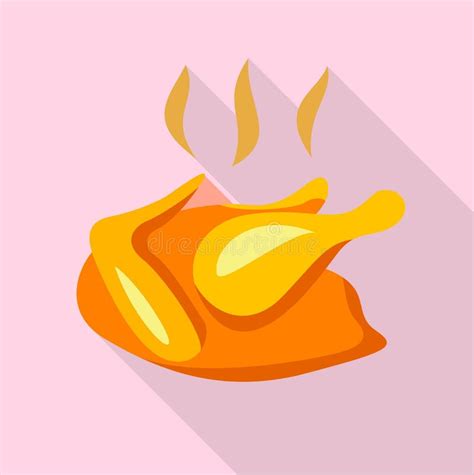 Roast Chicken Icon, Flat Style Stock Vector - Illustration of grilled, dish: 92176780