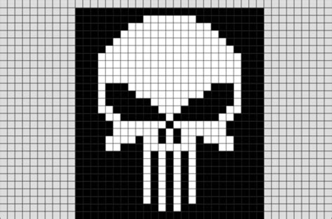 Punisher Pixel Art | Modele pixel art, Pixel art, Pixel art facile