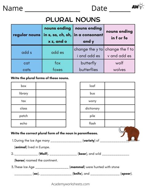 Irregular Plural Nouns - Worksheets - Academy Worksheets