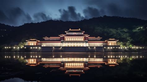 Premium AI Image | Night view of The National Palace Museum