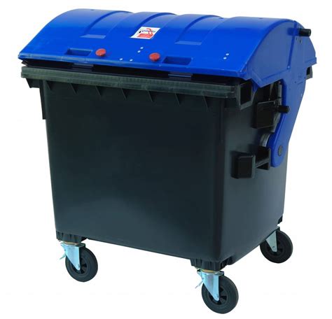 Waste & recycling containers with round lid • 4 swivel wheels • 1100 Liters • max load 510 kg ...