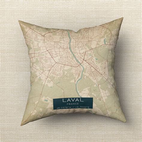 Vintage Laval France Map Pillow, Custom Double Sided Pillow - Custom ...