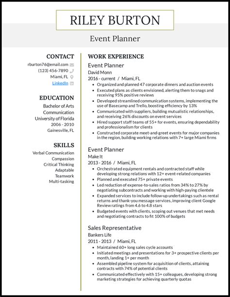 11 Event Planner Resume Examples for 2024