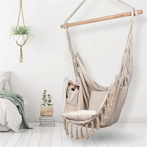 white-creme-ivory-hanging-chair-indoor-living-room-bedroom - Hanging Chairs