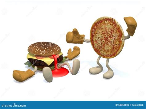 Hamburger Vs Pizza: The Winner Is Pizza Stock Illustration - Image ...