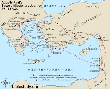 Apostle Paul's Second Missionary Journey Map