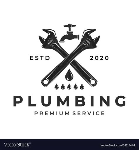 Plumbing logo vintage template design plumber Vector Image