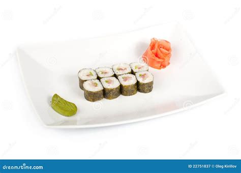 Sushi with a Sea Bass on a Plate Stock Image - Image of restaurant, rice: 22751837